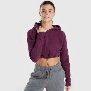 Gymshark Plum Cropped Hoodie XS |‎ Drawcord Hem & Rib Sleeves